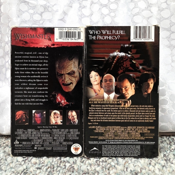 Wishmaster 1 & 2 VHS Tapes (Horror) - Picture 2 of 5